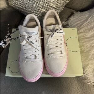 Off-White Sneakers with Pink Accents